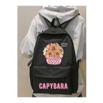 Minga London Siyah Capybara Flower Pot New Season Baskılı Okul, Kurs, Sırt Çantası -Ghostella