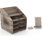 Mingitav Design Otto Fx Large Hexa 6 Renk A4 Evrak Rafı Masaüstü Organizer Ceviz