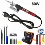 Mingjin Shop 1 80W Mor Bütün Set Stili 220V 80W Dijital Elektrikli Havya Seti Seti Sıcaklık Ayarlanabilir 220V 110V Kaynak Aracı Seramik Isıtıcı Lehimleme Ipuçları Rework (Yurt Dışından)
