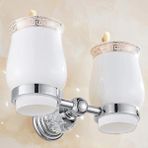 Mingjin Shop2 Çift Bardak Tutucu Tarzı Lüks Kristal Gümüş Banyo Aksesuarları Seti Krom Cilalı Pirinç Banyo Donanım Seti Duvara Monte Banyo Ürünleri Banheiro (Yurt Dışından) - Beyaz - 1