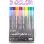 Mingjinshop3 8 Renk Stili Renk Anahat Fosforlu Kalem Çift Çizgi Boya Işaretleyici Kalemler Dıy Albümü Scrapbooking Metal Işaretleyici Glitter Çizim Boyama Için (Yurt Dışından) - Renkli