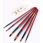 Mingjinshop3 Turuncu Tarzı 6 Adet Naylon Saç Ahşap Saplı Suluboya Boya Fırçası Kalem Set Öğrenme Için Diy Yağlı Akrilik Boyama Sanat Boya Fırçaları Malzemeleri (Yurt Dışından)