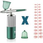 Mingming Shop A-Yeşil Tarzı Üst Taşınabilir Boya Püskürtme Tabancası Airbrush Mini Hava Kompresörü Kiti Nail Art Dövme Zanaat Kek Oksijen Enjektör Nano Sis Sis (Yurt Dışından) - Renkli