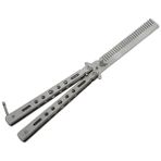 Mingming Shop Gümüş Tarzı 1 Adet Katlanabilir Tarak Paslanmaz Çelik Uygulama Eğitimi Kelebek Bıçak Tarak Sakal ve Bıyık Fırçaları Kuaförlük Şekillendirici Aracı (Yurt Dışından)
