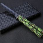 Mingming Shop Hayalet Yeşil Tarzı 1 Adet Katlanabilir Tarak Paslanmaz Çelik Uygulama Eğitimi Kelebek Bıçak Tarak Sakal ve Bıyık Fırçaları Kuaförlük (Yurt Dışından)
