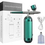 Mingming Shop Yeşil Stil Airbrush Taşınabilir Hava Fırçası Kompresör Kiti ile Mini Nano Püskürtme Tabancası Oksijen Enjektör Tırnak Sanat Manikür Makyaj Boya Dövme (Yurt Dışından) - Renkli