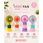 MİNGODAN Sb Şarjlı Mini Fan 3 Kademeli Taşınabilir El Fanı Masaüstü Fan Sessiz Çalışan Çiçek Tasarımlı Vantilatör 15 cm - Çok Renkli