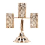 MINGZHE 3 Kollu Mumluk Altın Hollow Galvanik Metal Işık Lüks 3 Kollu Şamdan Zanaat Hediye Şamdanlar Düğün için Centerpieces, Yemek Odası, Dolap Süsleri, Ev Dekorasyonu