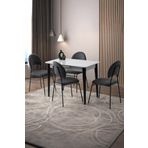 Mini 60 X 100 Milano Açık Gri Mdf Ortadan Açılır Masa 4 Adet Suna Sandalye
