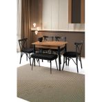 Mini 60 X 100 Milano Mdf Ortadan Açılır Masa 4 Ad Çapraz Sandalye 1 Ad Sırtsız Mini Bench