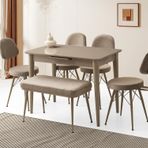Mini 60 X 100 Milano Mdf Ortadan Açılır Masa 4 Ad Ece Sandalye 1 Ad Sırtsız Mini Bench