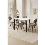 Mini 60 X 100 Milano Mdf Ortadan Açılır Masa 4 Adet Ece Sandalye