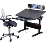 Mini Advanced Çalışma Masası ve Sandalye Takımı, Yükseklik Ayarlı Çalışma Masası, Kız-Erkek Çocuk Ders Çalışma Masası - 100x70 - Antrasit