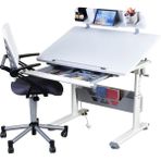 Mini Advanced Çalışma Masası ve Sandalye Takımı, Yükseklik Ayarlı Çalışma Masası, Kız-Erkek Çocuk Ekru Ders Çalışma Masası - 100x70 - Gri