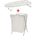 Mini Ayaklı Ütü Masası Uzunluk 73 cm + Katlanır Ayaklı Çamaşır Sepeti 50 Litre Seti Ikea Set Beyaz Renk