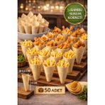 Mini Bambu Sunum Korneti 6x3,5 cm Doğal Sunum Külahı Kokteyl Catering Finger Food Sunumluk