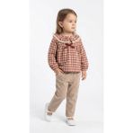 Mini Baray Ekose Gömlek Gabardin Pantolon Kız Takım 2 Li Takım (1 Yaş - 2 Yaş - 3 Yaş - 4 Yaş) - Kırmızı