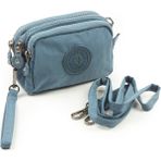 Mini Boy Krinkıl / Klinkır Su Geçirmez Kumaş 3 Fermuarlı Bileklik / Omuz Askı Çanta Bozuk Para Cüzdan Indigo Mavi 3032 - Mavi İndigo