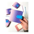 Mini Boy Mor Pembe Tonlarda Mıknatıslı PU Deri Kapaklı 80 Yaprak Sürdürülebilir Ajanda/Planner/Binder