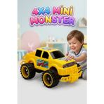 Mini Canavar Kamyon! Büyük Tekerlekli Renkli Dev 4x4 Eğlenceli Off-Road Oyuncak Arazi Kamyonu SARI