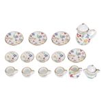 Mini çay takımı, minyatür bebek evi aksesuarı, porselen çay takımı, 15 parçalı çiçek-çaydanlık-fincan tabak seti, dekor koleksiyonu, oyuncak bebek evi mutfak aksesuar seti (renkli