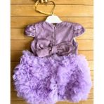 Mini Chics Mevlitlik Düğünlük Kısa Tütülü Simli Bebek Abiye Elbise-Mor - 1 Yaş
