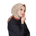 Mini Çiçek Desen Mercan Soft Pamuk Eşarp