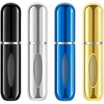 Mini Doldurulabilir Parfüm Şişesi – Taşınabilir Seyahat Boy Atomizer Cep Sprey Seti, Dolum Kabı, Kompakt, Sızdırmaz Dayanıklı Tasarım (Modern, 4 Adet-Siyah, Gümüş, Lacivert, Gold)