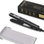 Mini düz demir, MELYDO 1,8 cm seramik küçük saç düzleştirici, kısa saçlar için düz ütüler, hafif bukleler ve patlamalar, taşınabilir seyahat mini saç düzleştirici, çift voltajlı (Siyah)