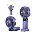 Mini El Fanı 5 Kademeli Dijital LED Göstergeli Boyun Askılı Mini Klima Vantilatör - Mor