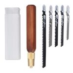 Mini El Soy Testere Kit Hex şekilli Gül ağacı sapı Ve 5 Yapbat Bıçak çıkarılabilir Ahşap Ele Testere