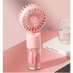 Mini Fan Şarjlı El Fanı Su Püskürtmeli Boyun Askılı Mini Klima Fan Vantilatör USB Sarjlı Buzlu Fan - Pembe