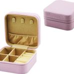 MİNİ FERMUARLI TAKI KUTUSU - ÇANTA SUNİ DERİ 4 BÖLME+6 YÜZÜKLÜK+3 KÜPELİK+FİLE =10X10CM - Y:5CM-Findit