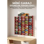 Mini Garaj 50 Araçlık Ahşap Oyuncak Araba Rafı - Diğer Markalarla Uyumlu Duvar Standı