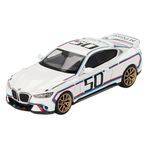MINI GT 3.0 CSL # 50 Beyaz Mavi ve Kırmızı Çizgili ve Altın Tekerlekler Limited Edition 1/64 Diecast Model Araba MGT00863
