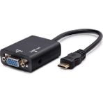 Mini HDMI To VGA Ses Çıkışlı Görüntü Dönüştürücü - Siyah HDX7762 - 1