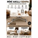 Mini Juppo Akıllı Sehpa Çalışma Masası Yer Sofrası Yemek Masası - KROM İÇ - BEYAZMERMER