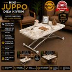 Mini Juppo Dışa K Akıllı Sehpa Üst Tabla Mdf Oval Köşe Alt Ayak Krom Kaplama - BEYAZ MERMER