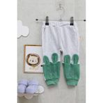 Mini Kanka Bebek Tavşan Desenli 100%100 Pamuk 0-24 Ay Alt Eşofman - 01H - Yeşil - Yenidoğan