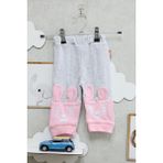 Mini Kanka Bebek Tavşan Desenli 100%100 Pamuk 0-24 Ay Alt Eşofman - 01P - Pembe
