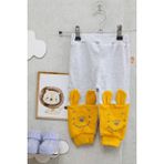 Mini Kanka Bebek Tavşan Desenli 100%100 Pamuk 0-24 Ay Alt Eşofman - 05S-Sarı