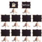 Mini kara tahta tabelaları, 10 adet şövale ayaklı küçük kara tahta, masa numaraları, gıda etiketleri, mesaj panoları ve etkinlik dekorasyonları için yeniden kullanılabilir ahşap kara tahta. (B)
