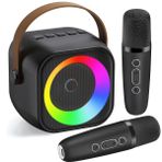 Mini Karaoke makinesi, 2 mikrofonlu, YunLone çocuk Karaoke mikrofonu, Bluetooth hoparlör, erkek çocuklar için doğum günü hediyesi, 4, 5, 6, 7, 8, 9, 10, 11, 12 yaş, çocuk oyuncağı, siyah