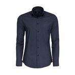 Mini Kare Desenli Slim Fit Mavi Erkek Gömlek - Wessi