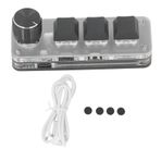 Mini Keypad 3 Key 1 Knob, Programmable USB Connection Blue Switch Mini Mechanical Keyboard with RGB LED for Gaming Office Music Media Industrial Control