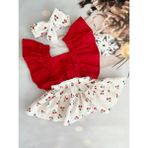Mini Kids Kız Bebek Kiraz Desenli Salopet Bandana Set - Kırmızı - Beyaz - 1 - 1,5 Yaş