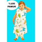 Mini Kiti %100 Pamuk Müslin Uyku Tulumu Dinozor Çocuk Bebek Uyku Tulumu - Beyaz - 7 Yaş
