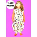 Mini Kiti %100 Pamuk Müslin Uyku Tulumu Unicorn Çocuk Bebek Uyku Tulumu - Beyaz - 3 - 4 Yaş