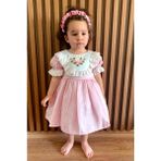 Mini Kiti Kız Çocuk Bebek Fistolu Çiçek Nakışlı Astarlı Vintage Şık Bayram Doğumgünü Özel Gün Pembe Elbise - 01P-Pembe - 5 Yaş