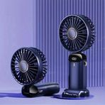 Mini Klima 5 Kademeli Şarjlı Taşınabilir Dijital Led Göstergeli El Fanı Vantilatör Mavi